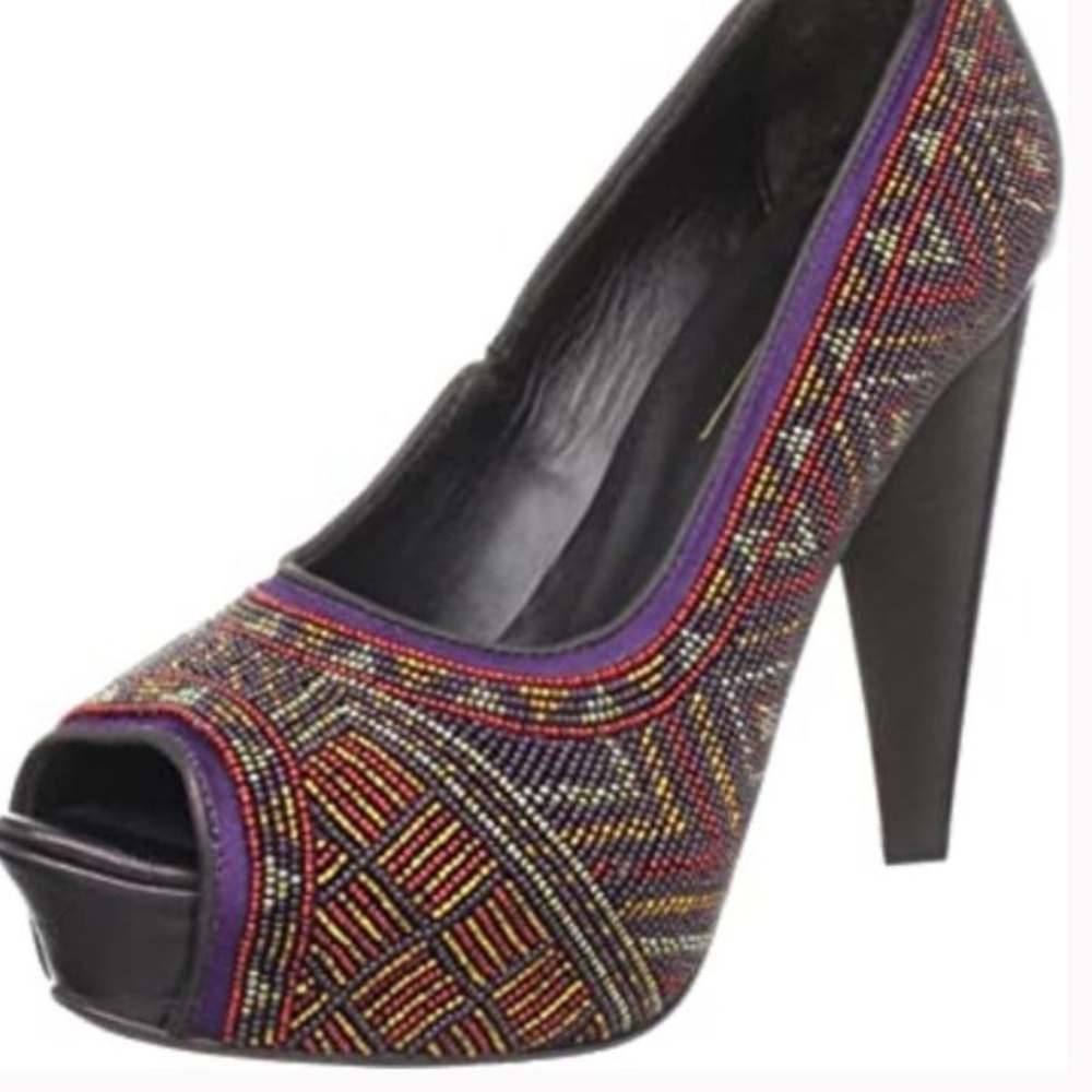 Donald J. Pliner | Purple Ceci Beaded Peep-Toe Heel (10M)